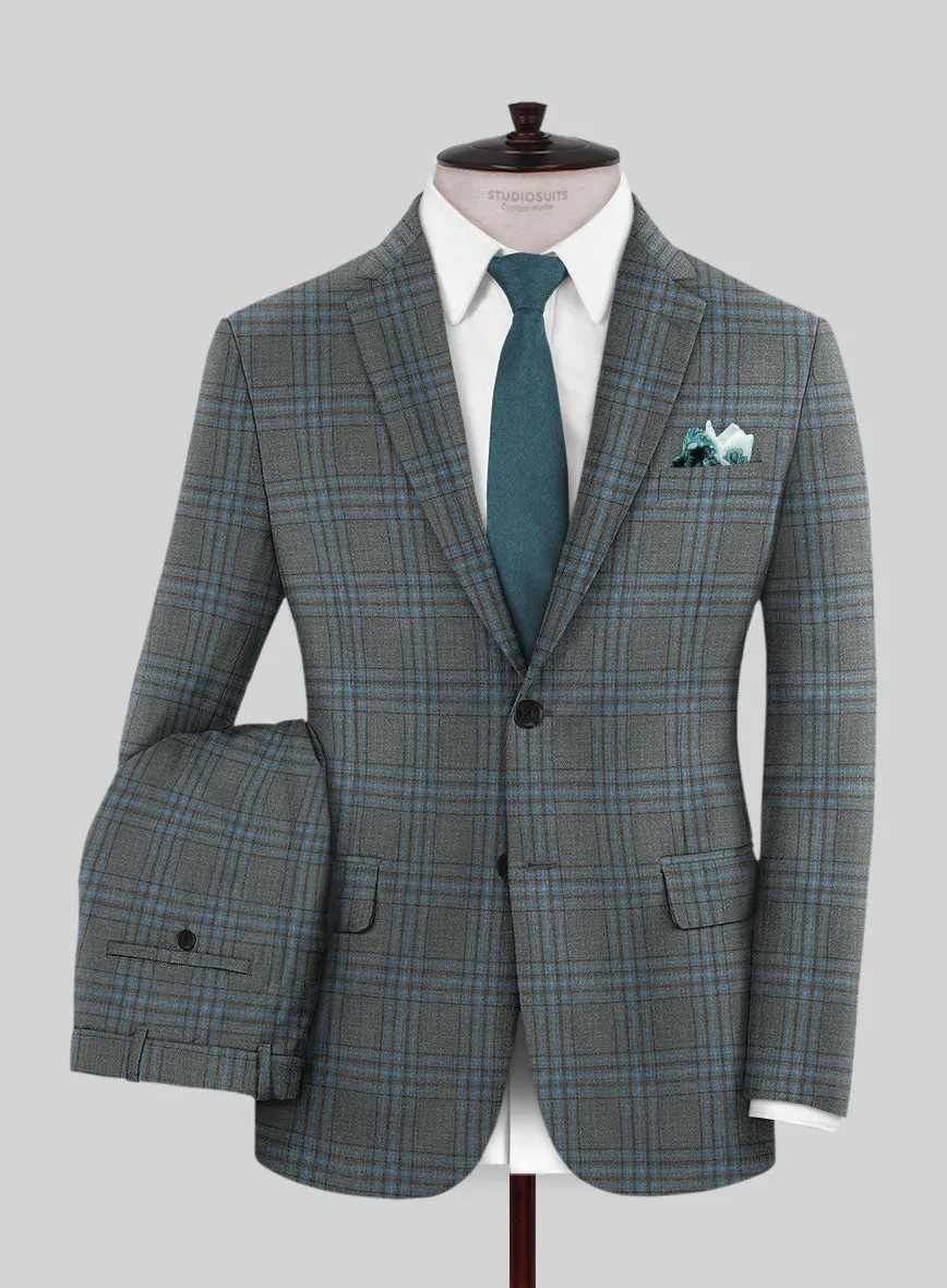 Italian Murano Livado Gray Wool Linen Silk Suit