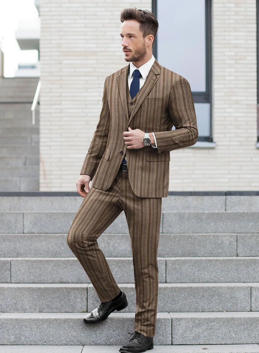 Italian Murano Omini Stripe Wool Linen Silk Suit