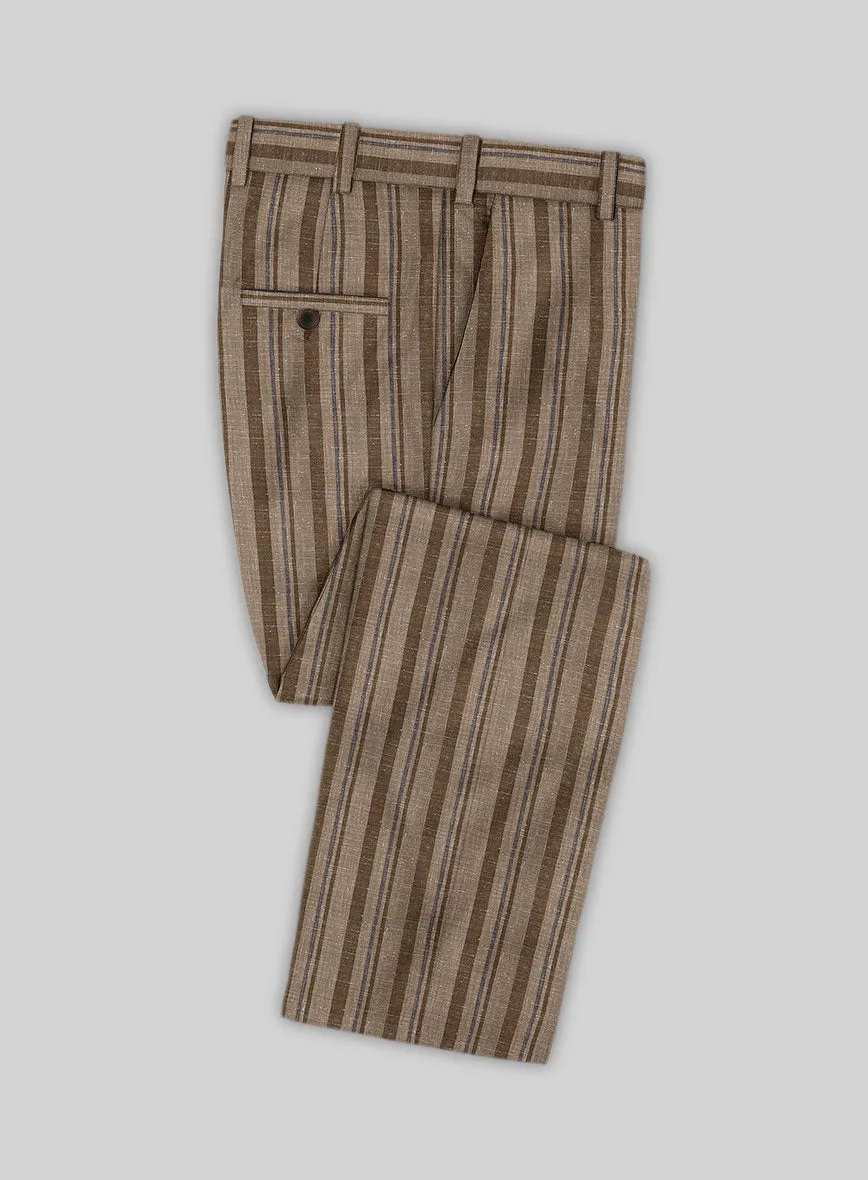 Italian Murano Omini Stripe Wool Linen Silk Suit