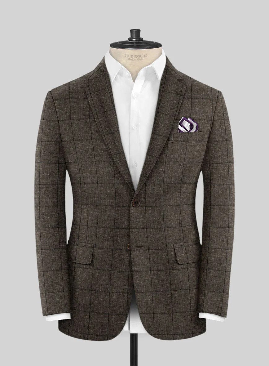 Italian Murano Paleno Brown Wool Linen Suit
