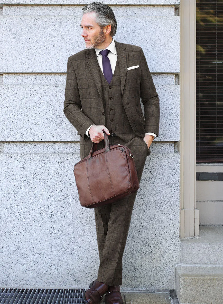 Italian Murano Paleno Brown Wool Linen Suit