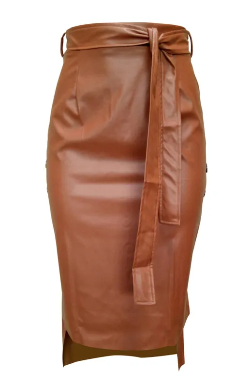 Izabella Ladies Casual Fashion Slit Mid Length Slim Skirt