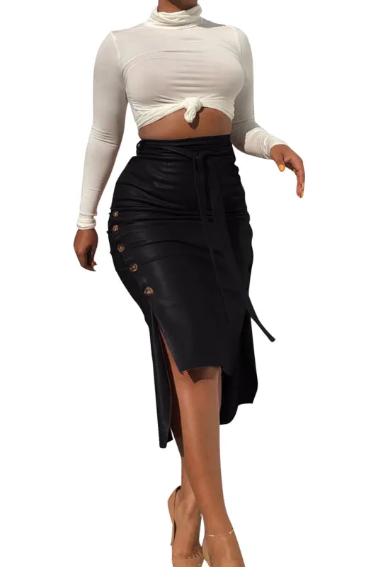 Izabella Ladies Casual Fashion Slit Mid Length Slim Skirt