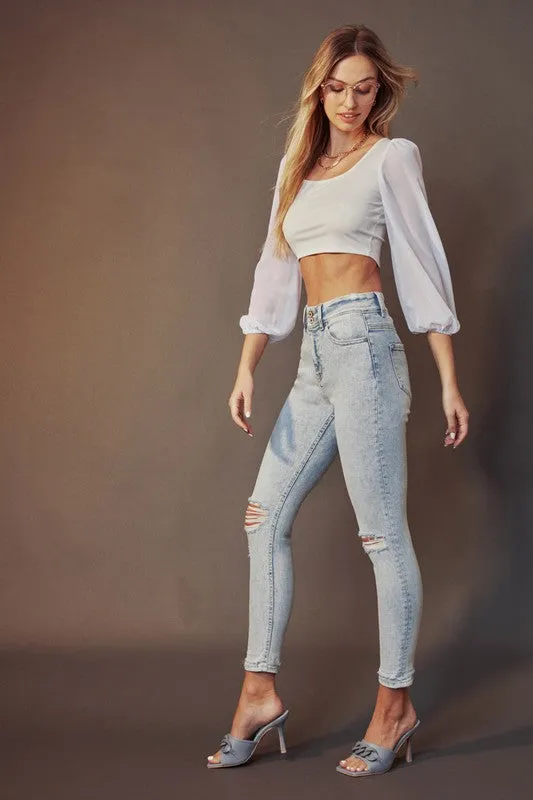KanCan High Rise Folded Skinny Jeans