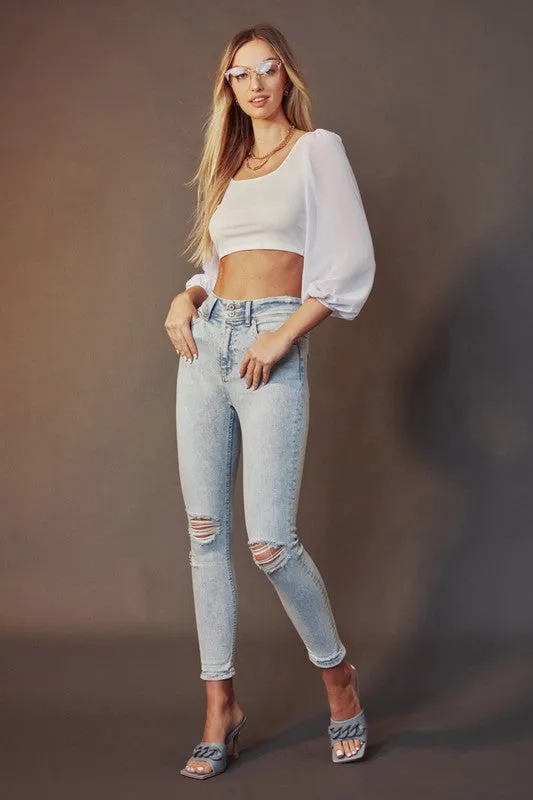 KanCan High Rise Folded Skinny Jeans