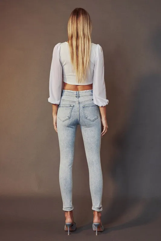 KanCan High Rise Folded Skinny Jeans