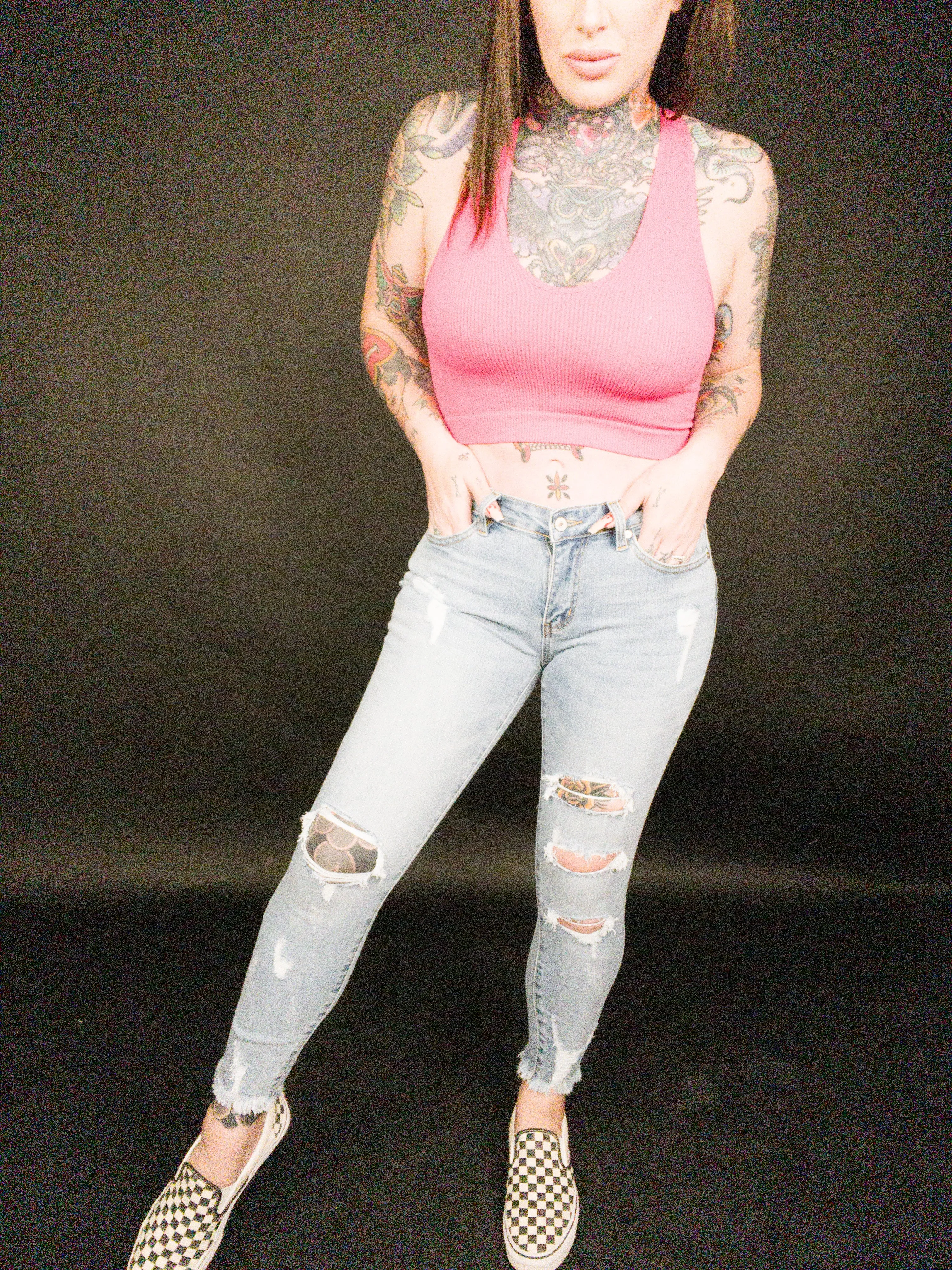 Kancan - Mid Rise Distressed Ankle Skinny Jeans - BP