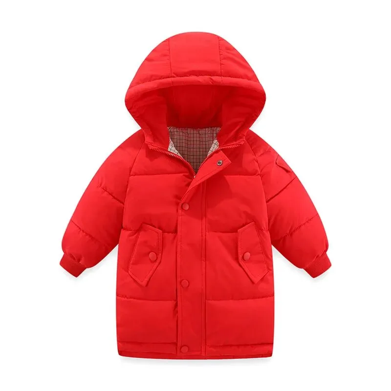 Kids Girls Mid-Length Hooded Windbreaker Coats