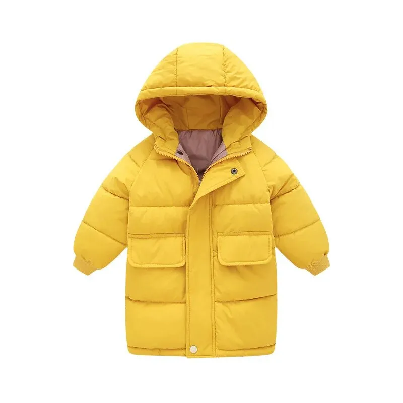 Kids Girls Mid-Length Hooded Windbreaker Coats