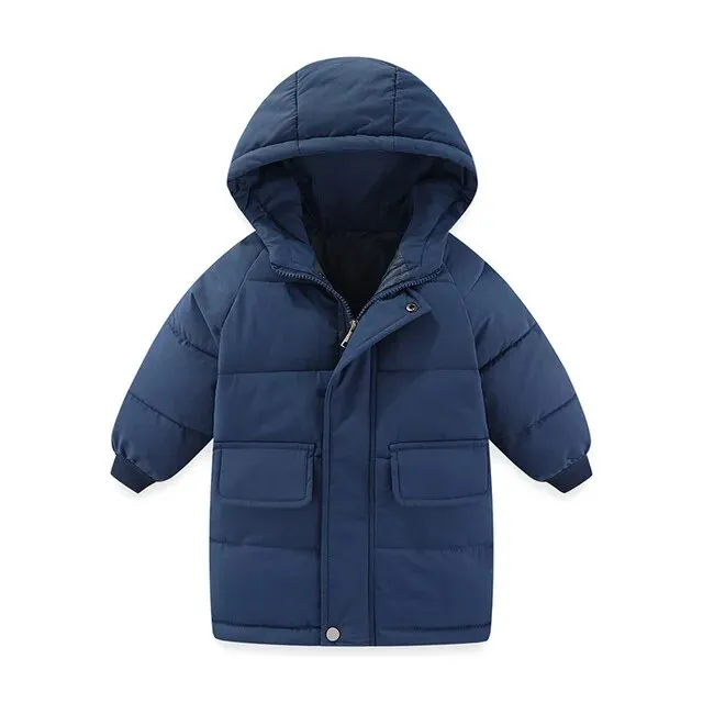 Kids Girls Mid-Length Hooded Windbreaker Coats