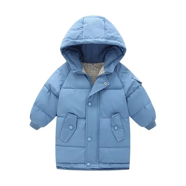 Kids Girls Mid-Length Hooded Windbreaker Coats