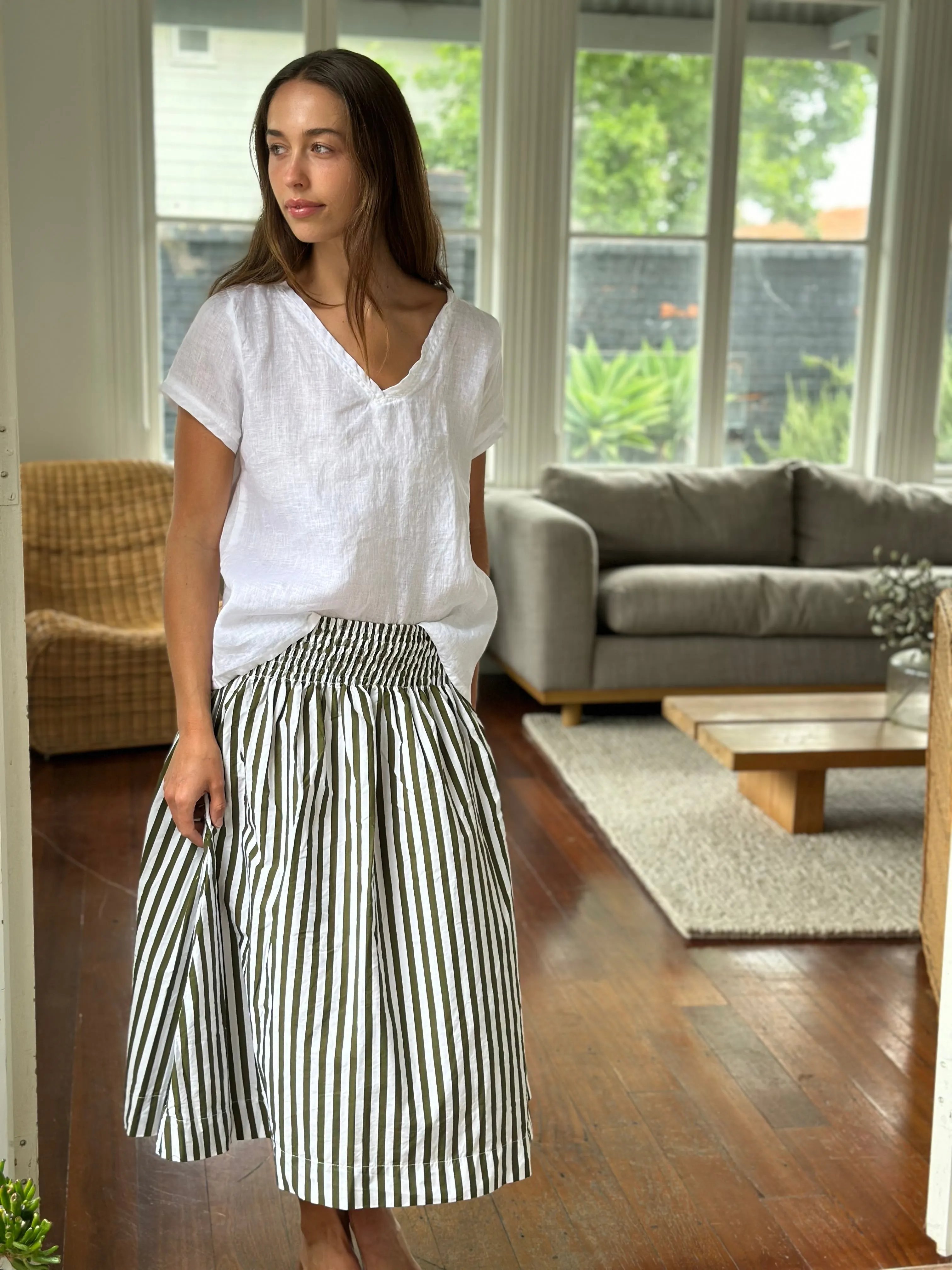 lola skirt - army stripe cotton