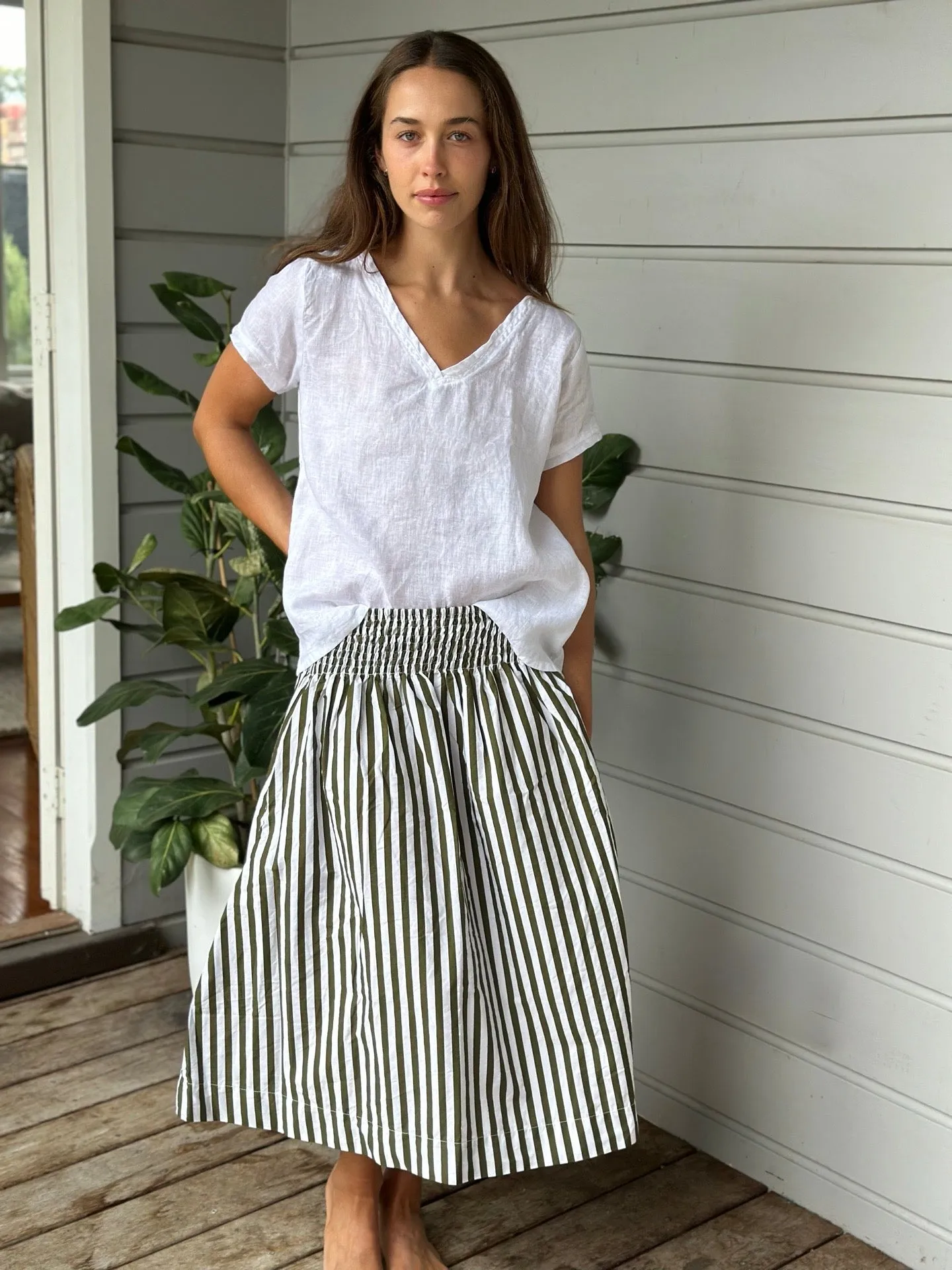 lola skirt - army stripe cotton