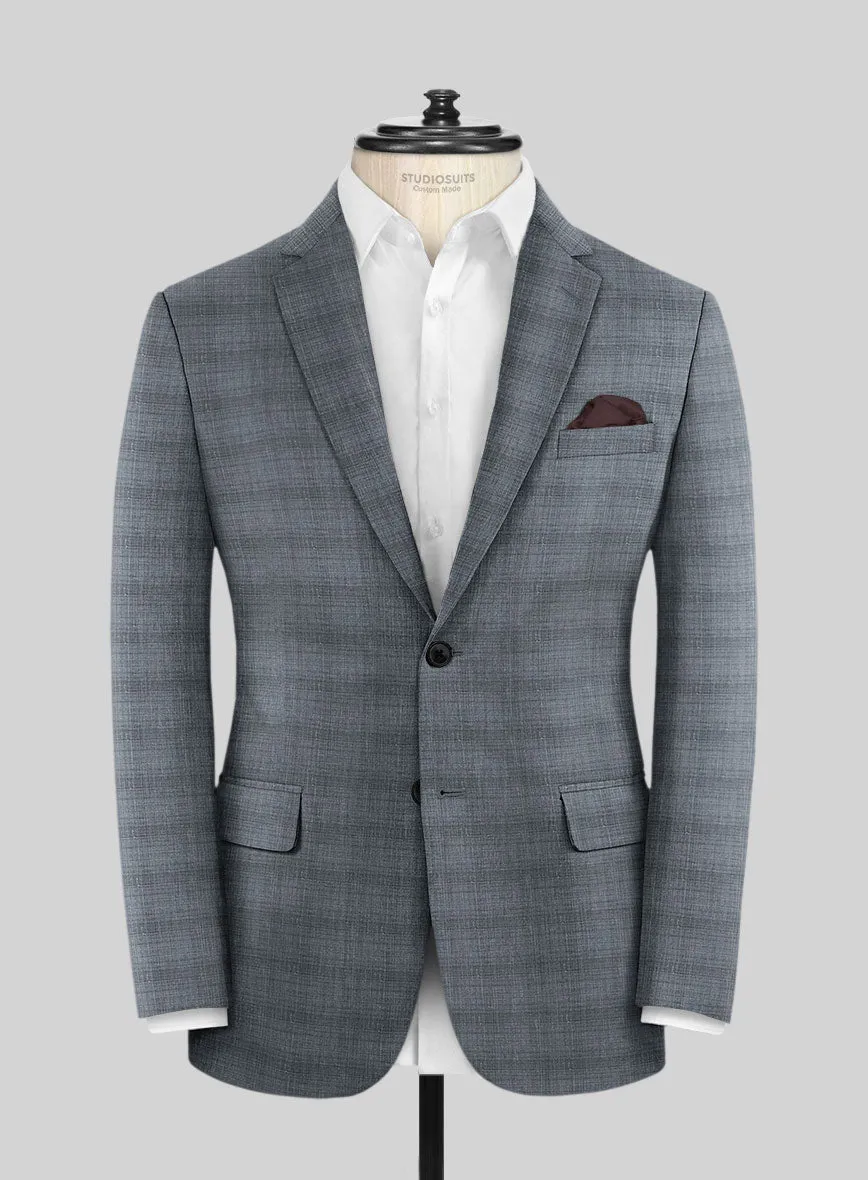 London Loom Blue Bruna Wool Silk Linen Suit