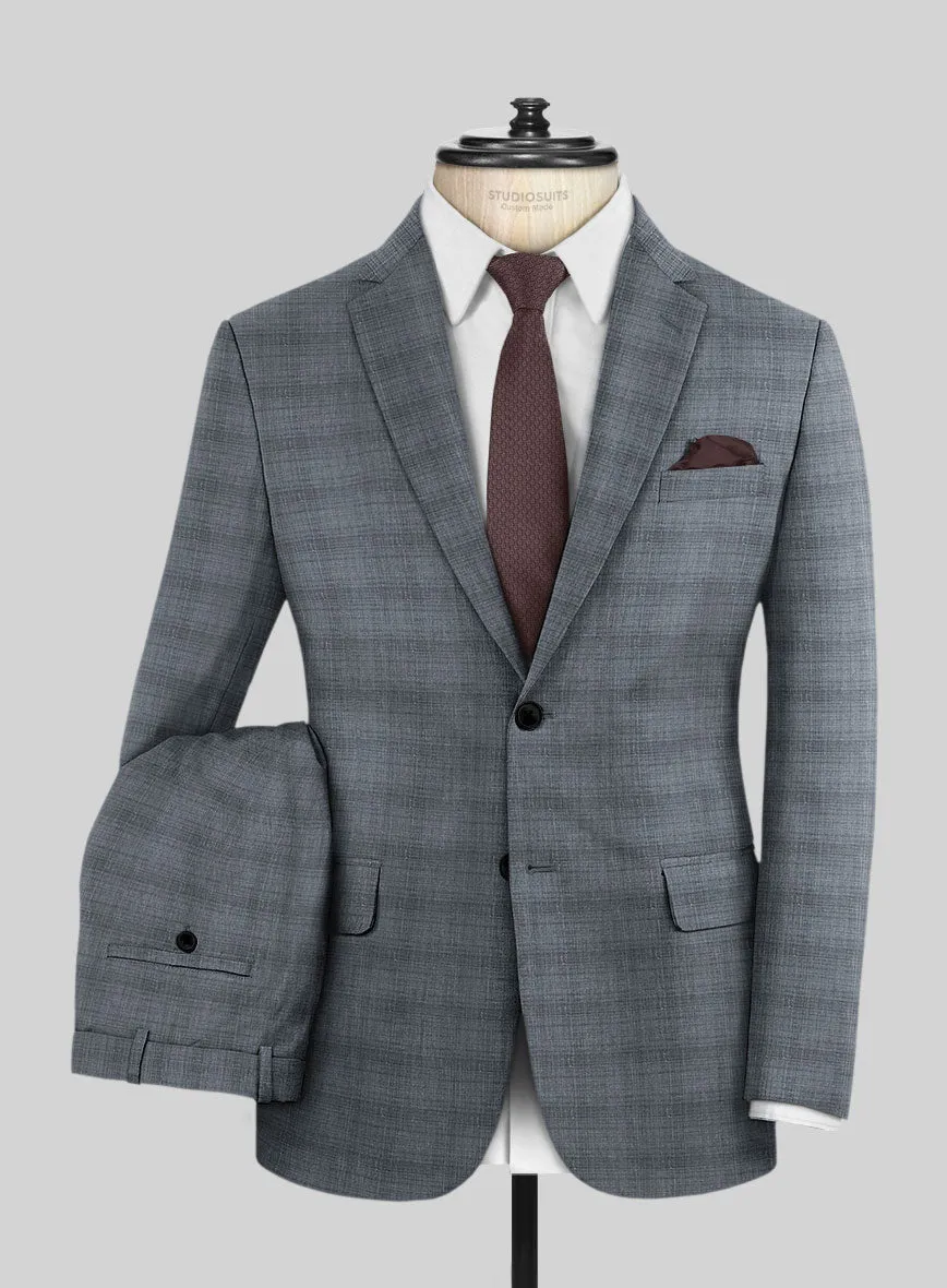 London Loom Blue Bruna Wool Silk Linen Suit