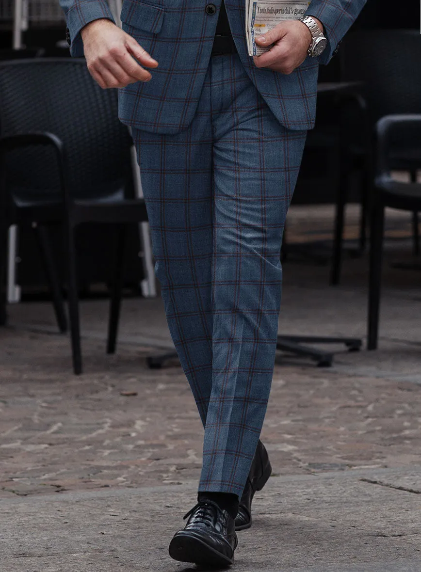 London Loom Blue Check Wool Silk Linen Suit