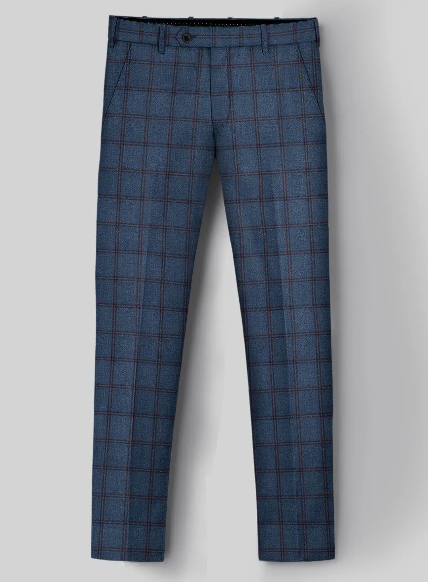 London Loom Blue Check Wool Silk Linen Suit