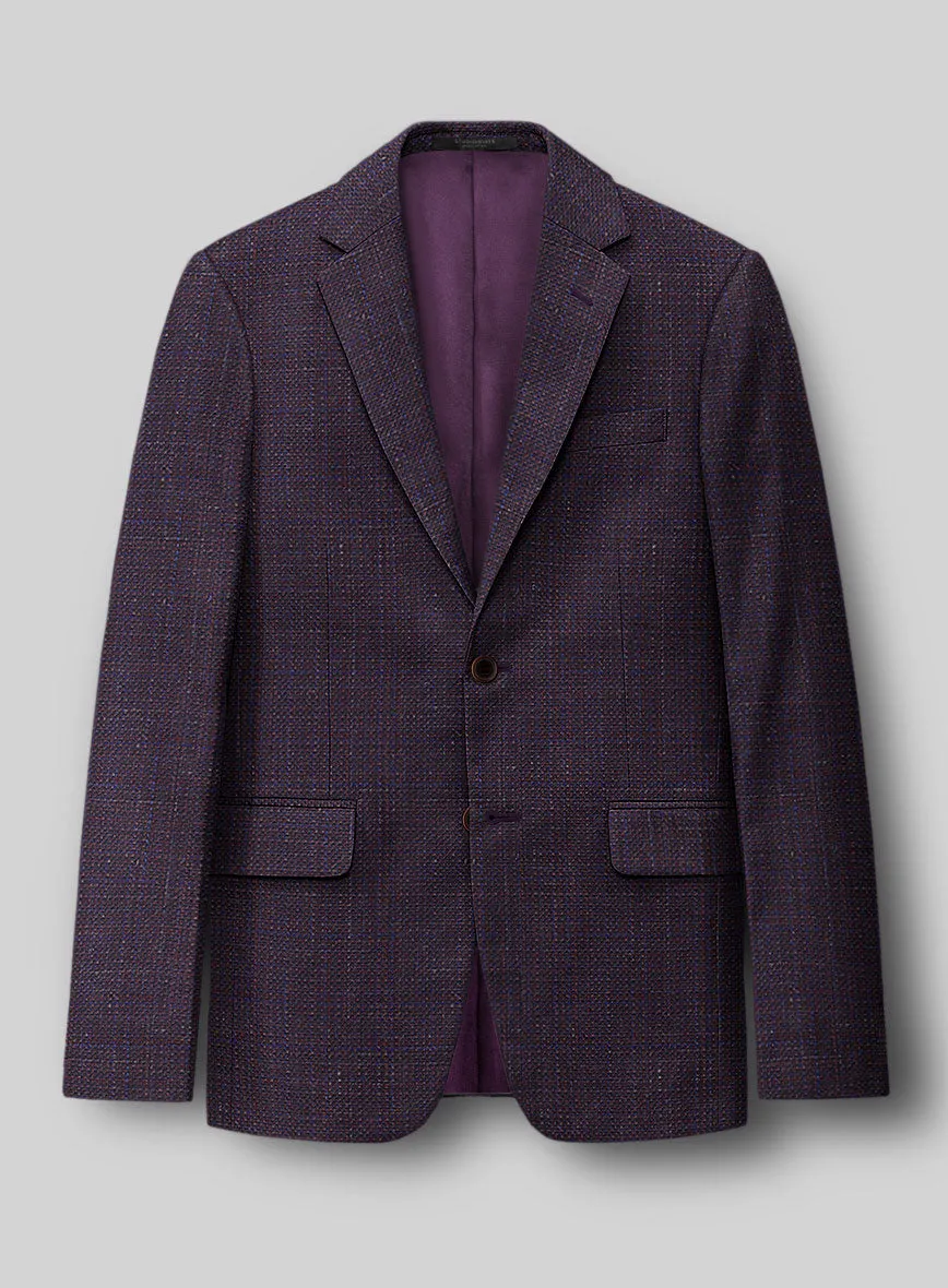 London Loom Wine Ilaria Wool Silk Linen Suit