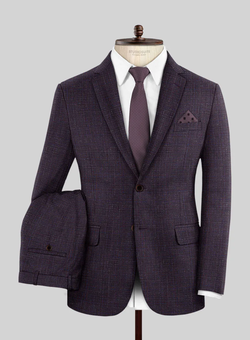 London Loom Wine Ilaria Wool Silk Linen Suit