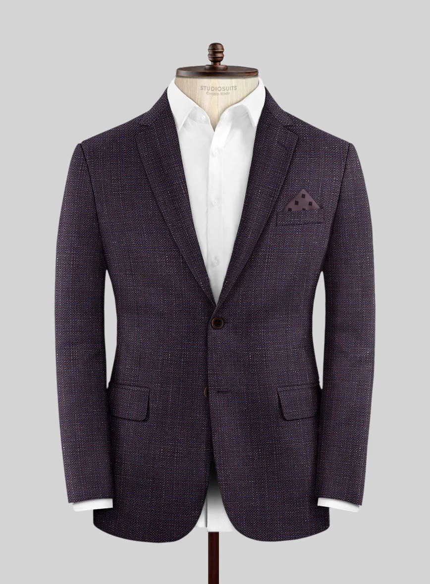 London Loom Wine Ilaria Wool Silk Linen Suit
