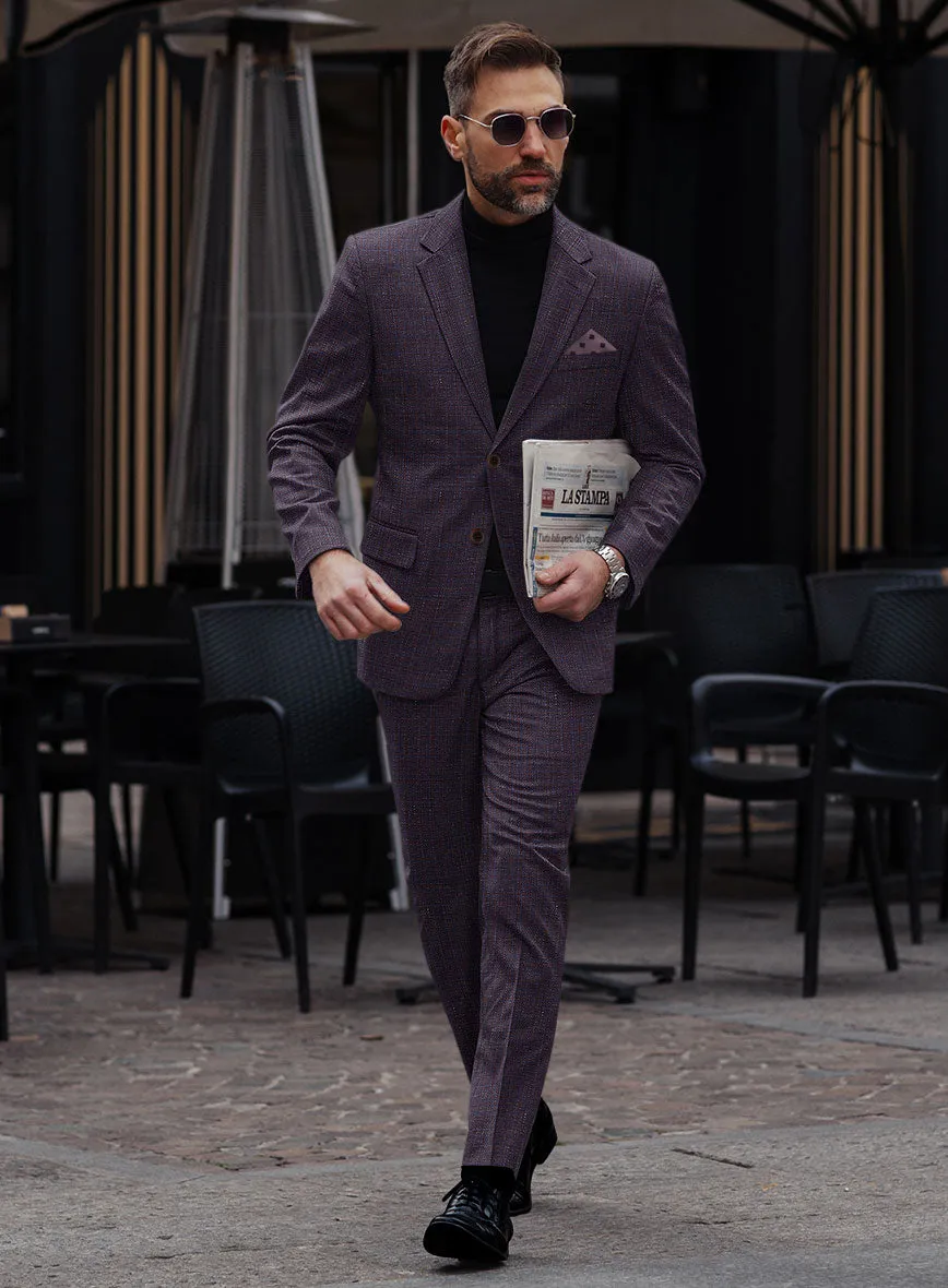 London Loom Wine Ilaria Wool Silk Linen Suit