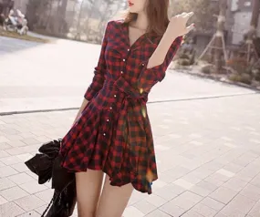 Long Sleeved Turn-Down Collar Dress