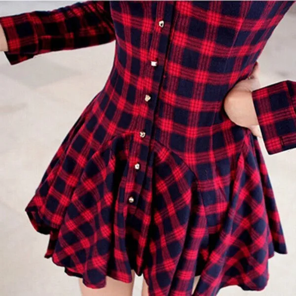 Long Sleeved Turn-Down Collar Dress