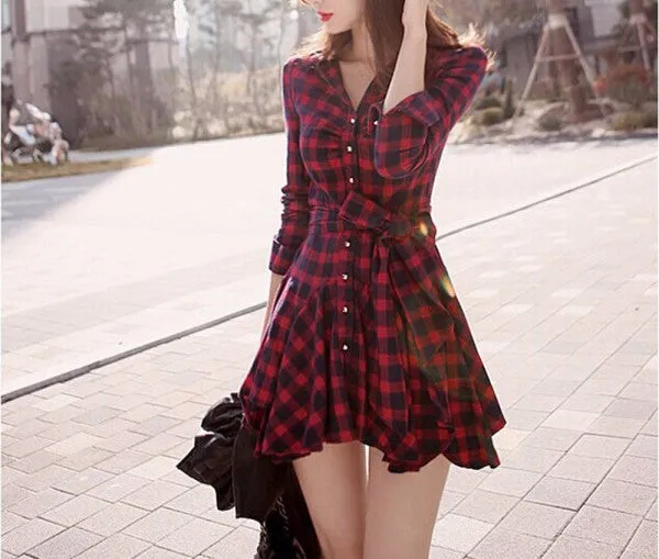 Long Sleeved Turn-Down Collar Dress