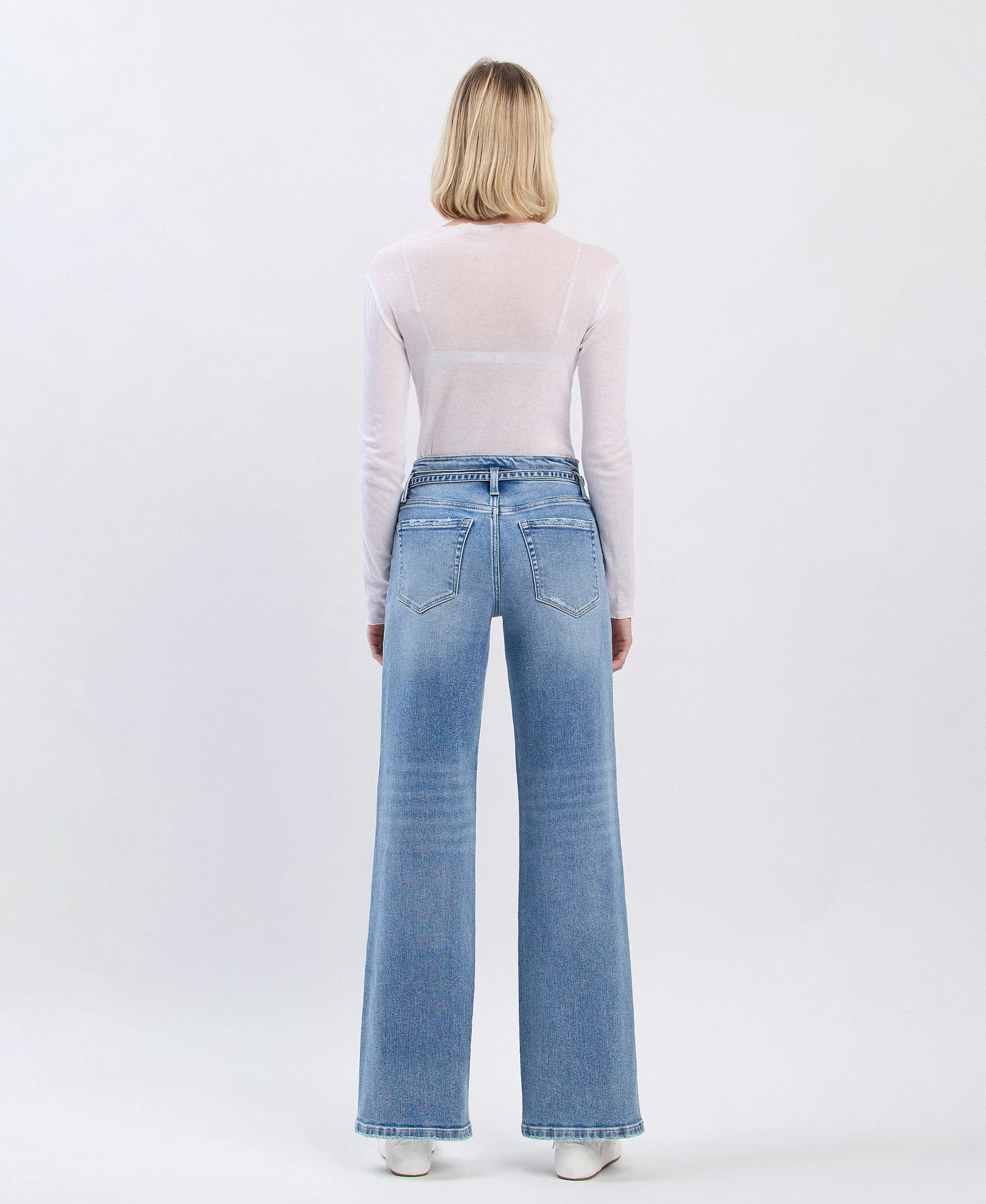 Lucid - High Rise Self Belt Wide Leg Jeans
