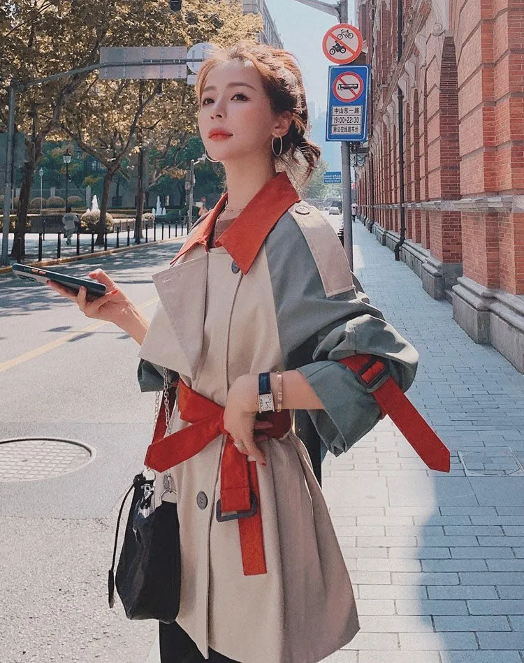 Mid-Length Windbreaker British Style Women's Jacket