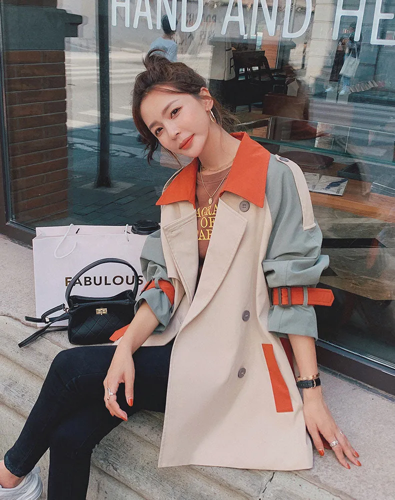 Mid-Length Windbreaker British Style Women's Jacket