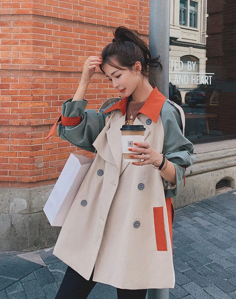 Mid-Length Windbreaker British Style Women's Jacket