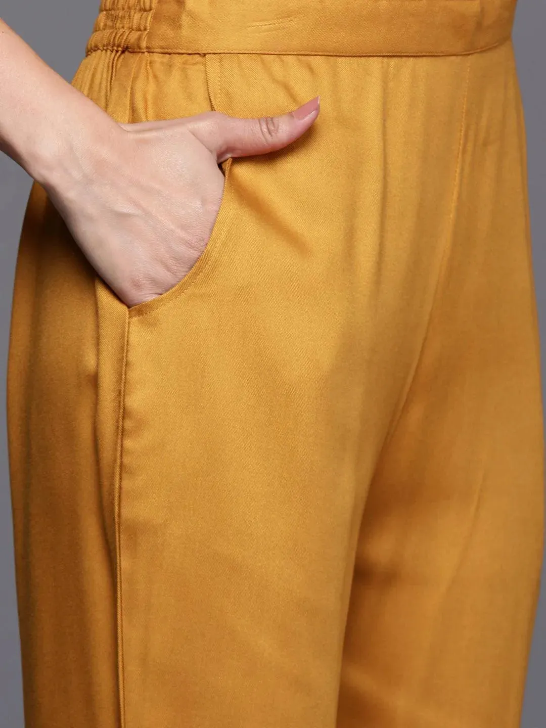 Mustard Embroidered Wool Blend Co-Ords