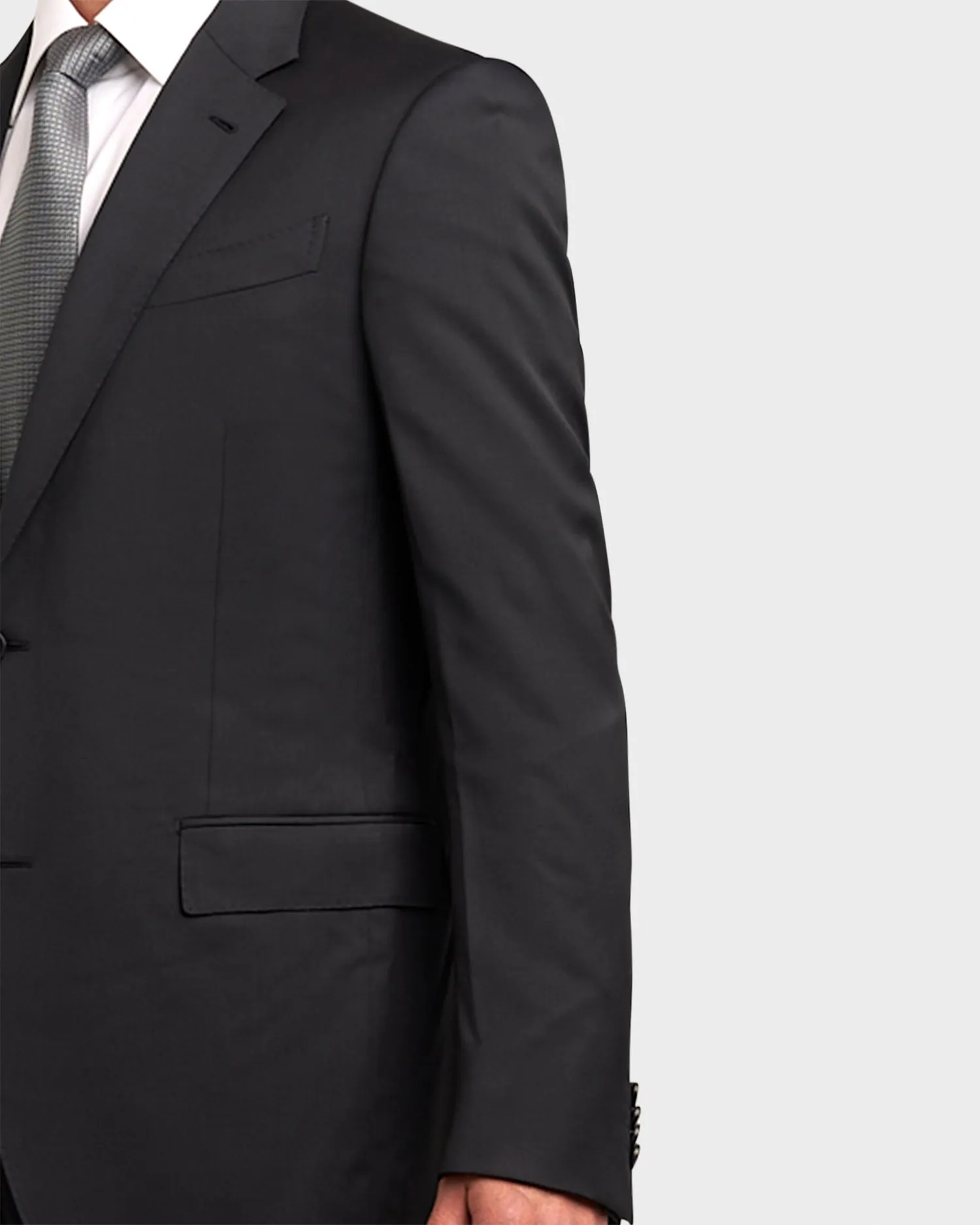 Navy Blue Small Check High Performance Wool Silk Elastane Suit