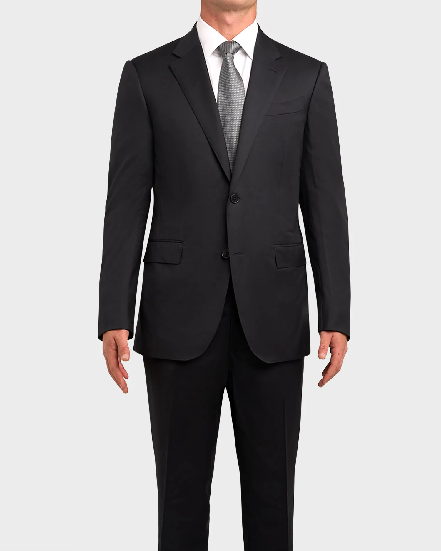Navy Blue Small Check High Performance Wool Silk Elastane Suit