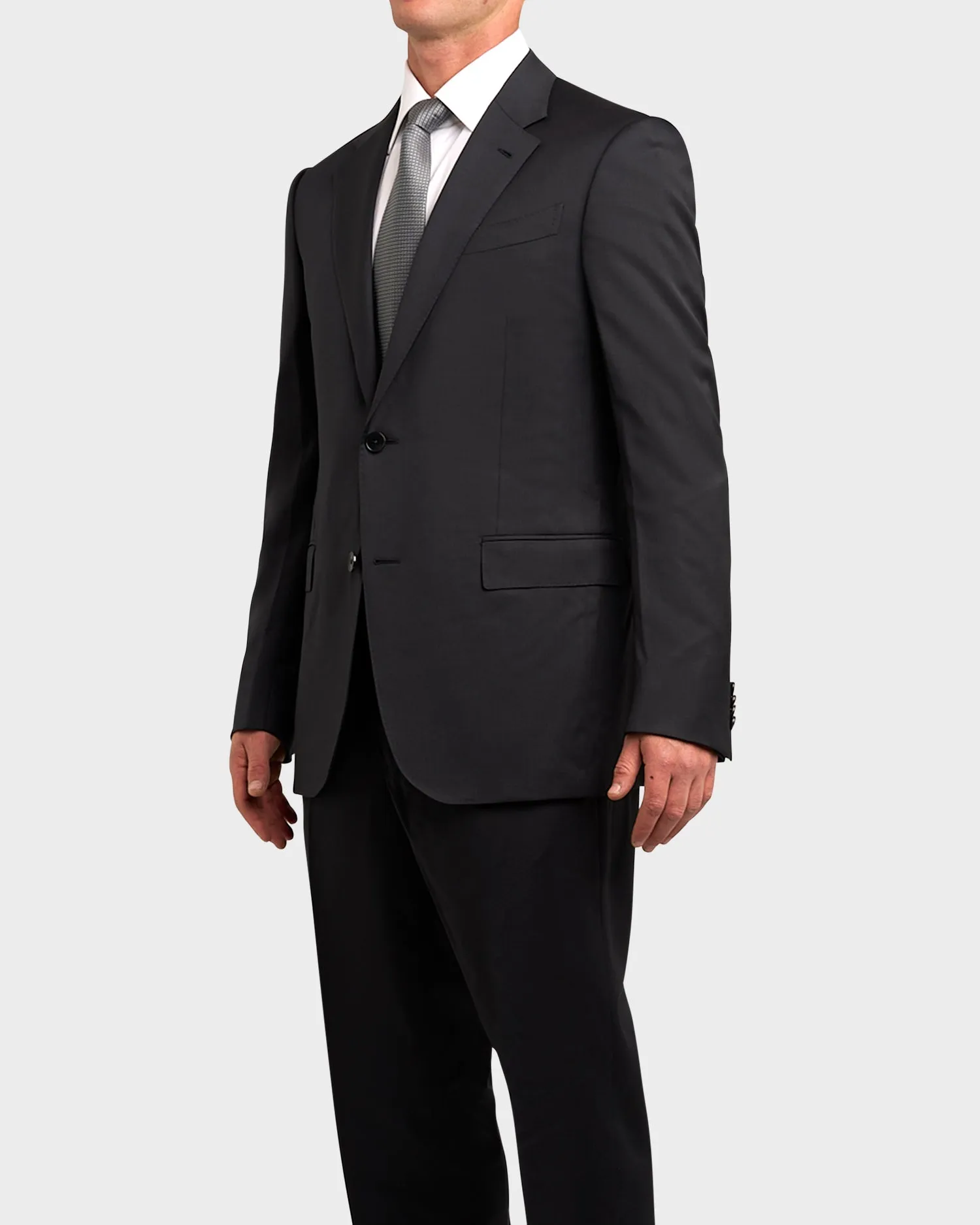 Navy Blue Small Check High Performance Wool Silk Elastane Suit