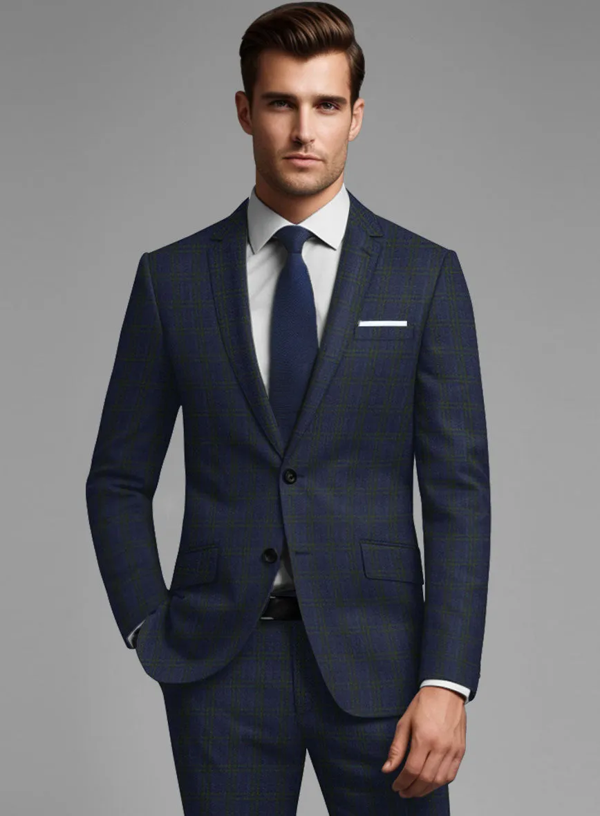 Noble Cinzia Blue Wool Silk Linen Suit