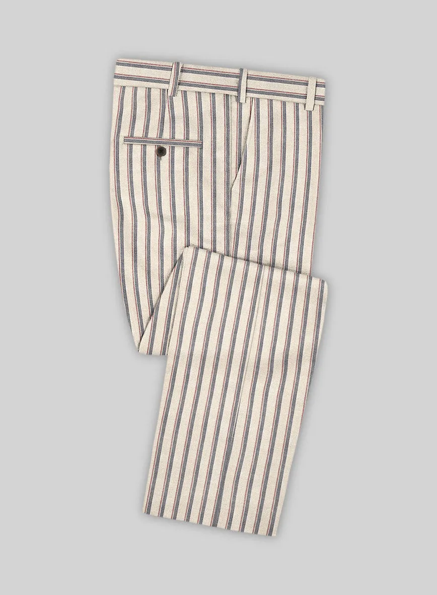 Noble Elena Cream Stripe Wool Silk Linen Suit