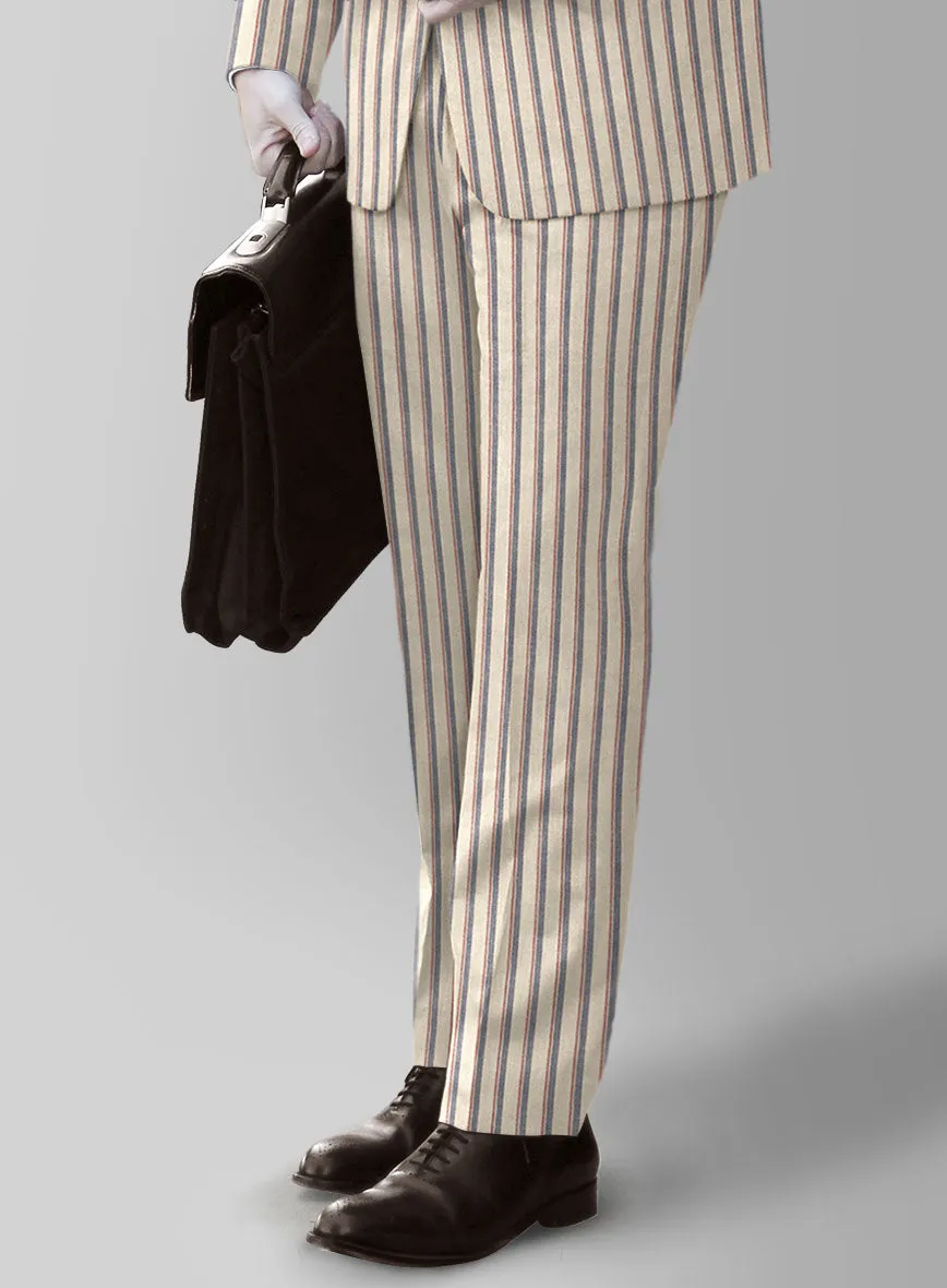 Noble Elena Cream Stripe Wool Silk Linen Suit