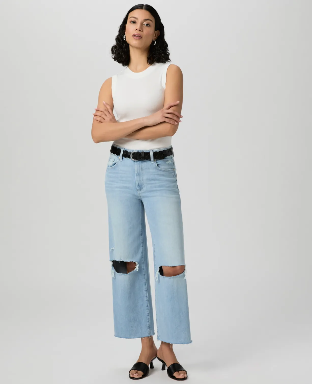 Paige Sasha Ankle Wide Leg in Maeve Destructed