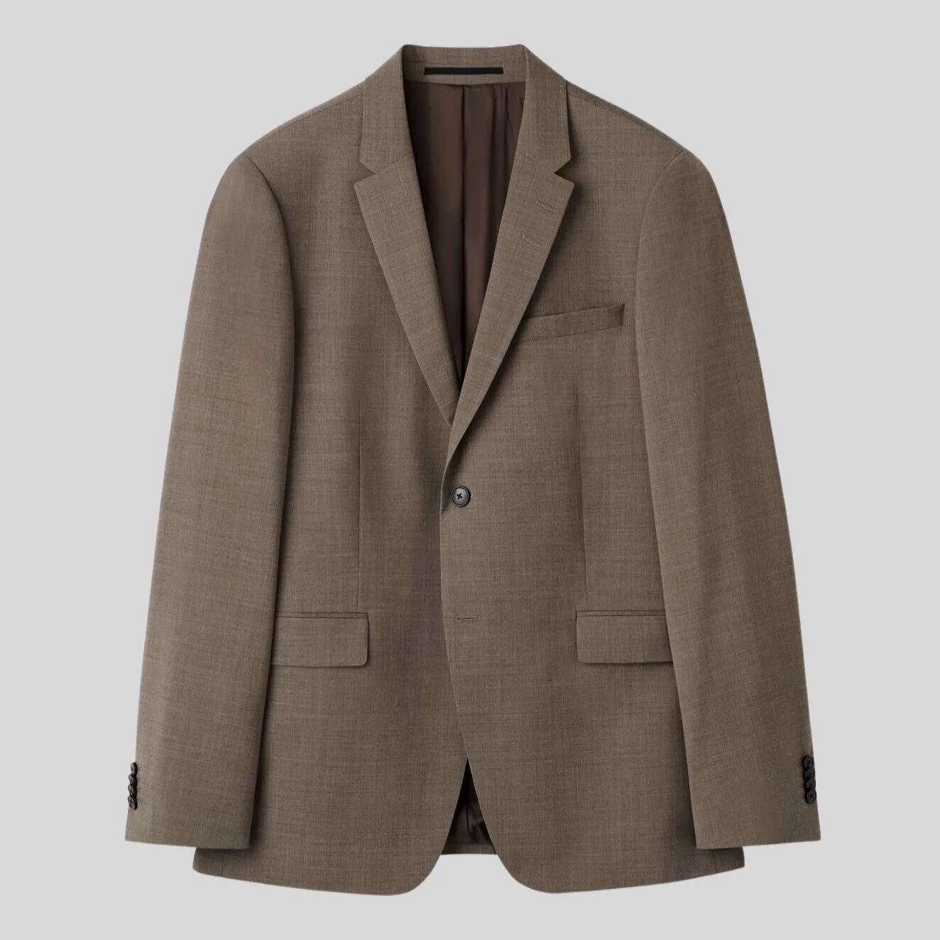 Plain Weave Wool Blend Suit - Olive