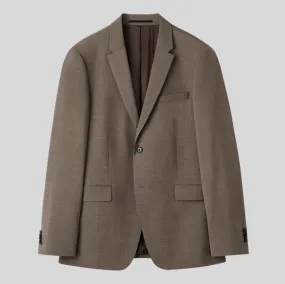 Plain Weave Wool Blend Suit - Olive
