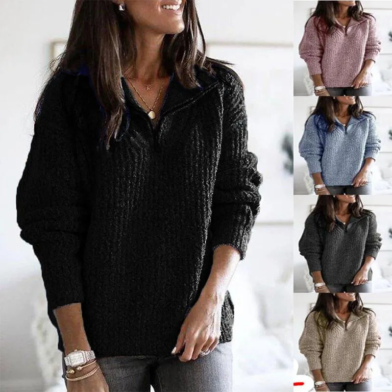 Ribbed Knit Zip Up Sweater