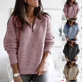 Ribbed Knit Zip Up Sweater