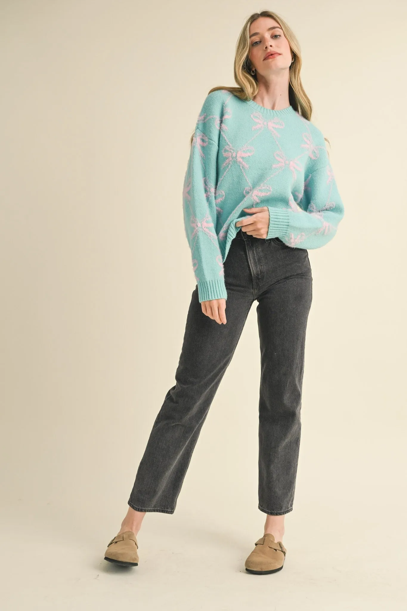Ribbon Knit Pattern Sweater