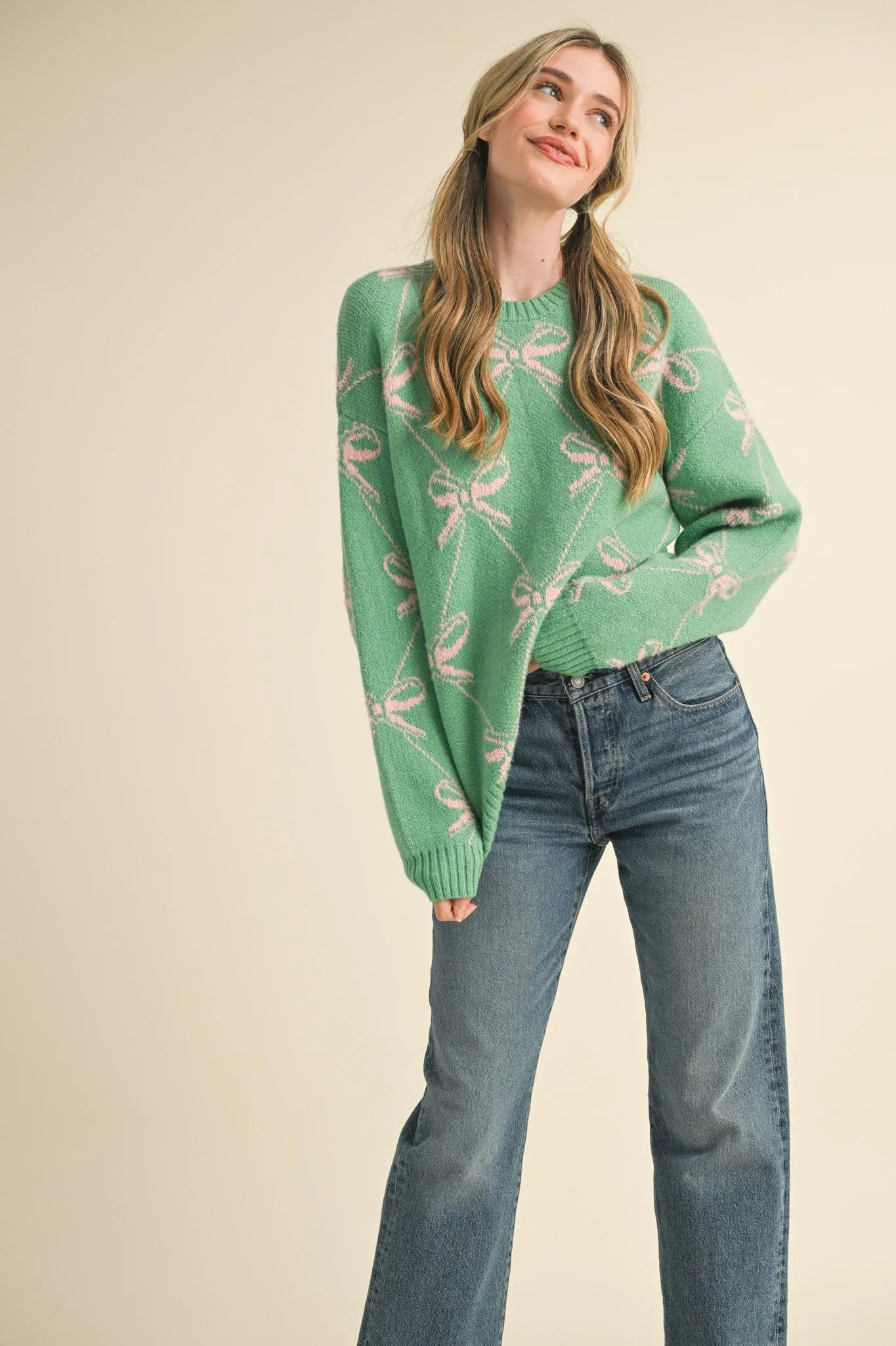 Ribbon Knit Pattern Sweater
