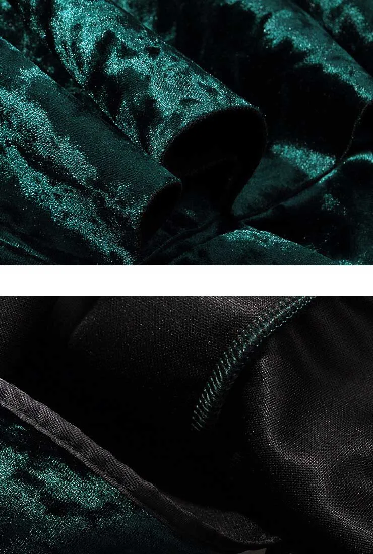 Ruffled Velvet Mid-length Skirt