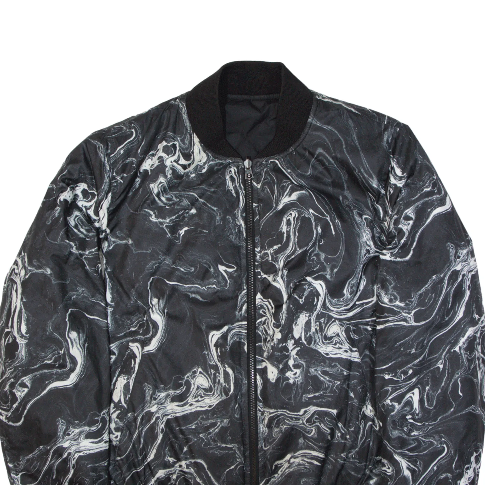 SANDRO Marble Quilted Reversible Insulated Bomber Jacket Black Womens S