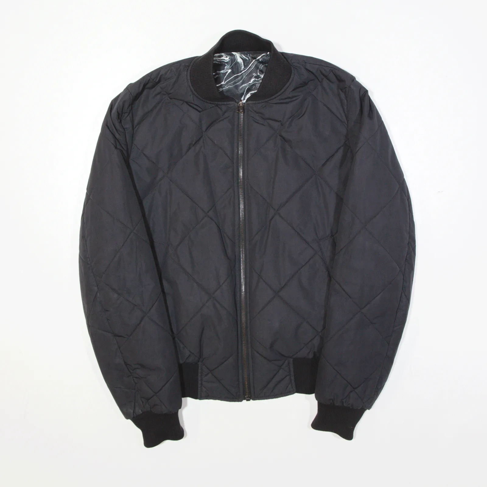 SANDRO Marble Quilted Reversible Insulated Bomber Jacket Black Womens S