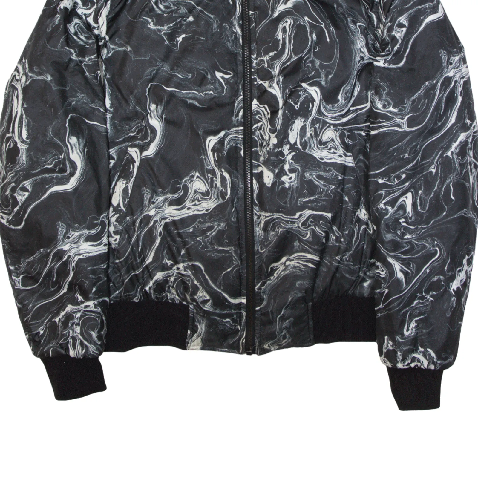 SANDRO Marble Quilted Reversible Insulated Bomber Jacket Black Womens S